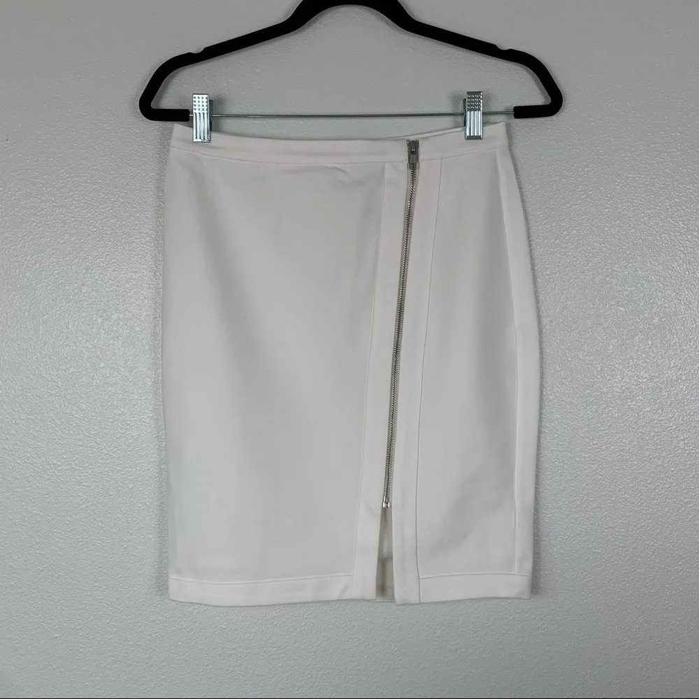 Cupcakes & Cashmere Jann Zip Pencil Skirt White S‎ NWT